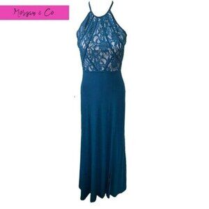 Womens Slitted Floral‎ Sleeveless Halter Full-Length Formal Pencil Dress